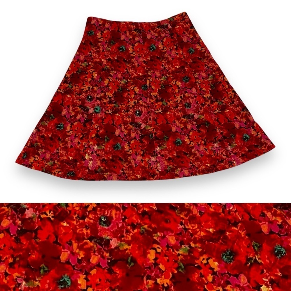 Eddie Bauer Corduroy Skirt Fall Floral  A-line Flared Cotton Preppy Boho size 10